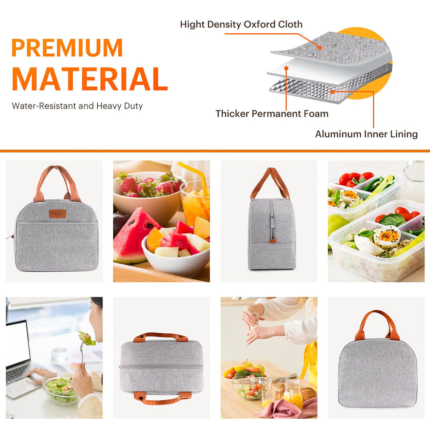 Lunch Bag for Women & Men Adult Insulated Lunch Box, Small Leakproof Cooler Food Lunch Containers Reusable High Capacity Lunch Tote Bags for Work, Travel, Outdoor 🍁 All In One Marketplace Canada