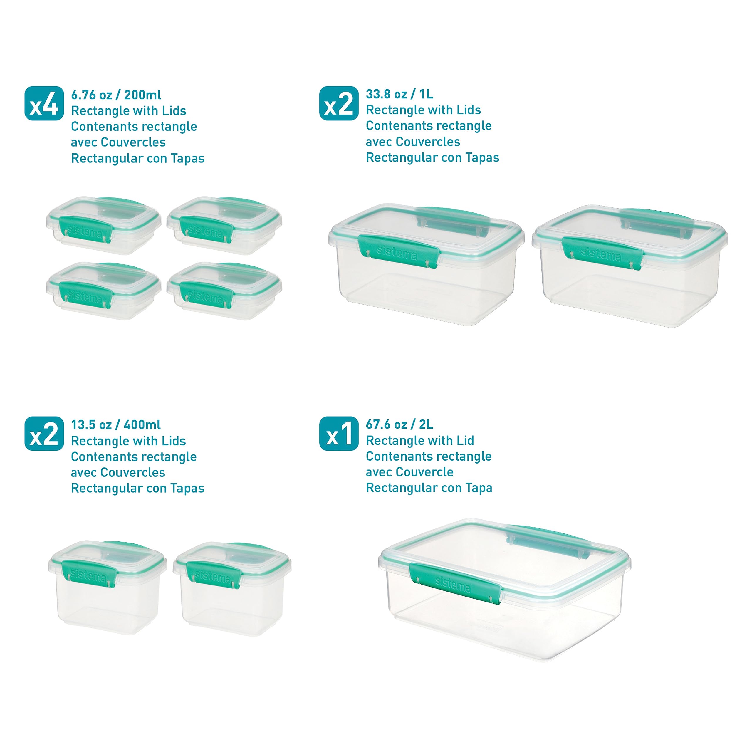 Sistema Food Storage Containers with Lids for Lunch, Meal Prep and Leftovers, Dishwasher Safe, BPA-Free, Teal, 18 Piece Set 🍁 All In One Marketplace Canada