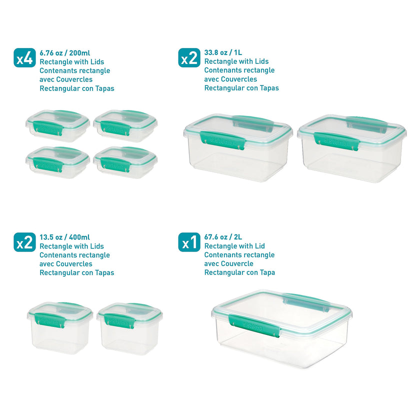 Sistema Food Storage Containers with Lids for Lunch, Meal Prep and Leftovers, Dishwasher Safe, BPA-Free, Teal, 18 Piece Set 🍁 All In One Marketplace Canada