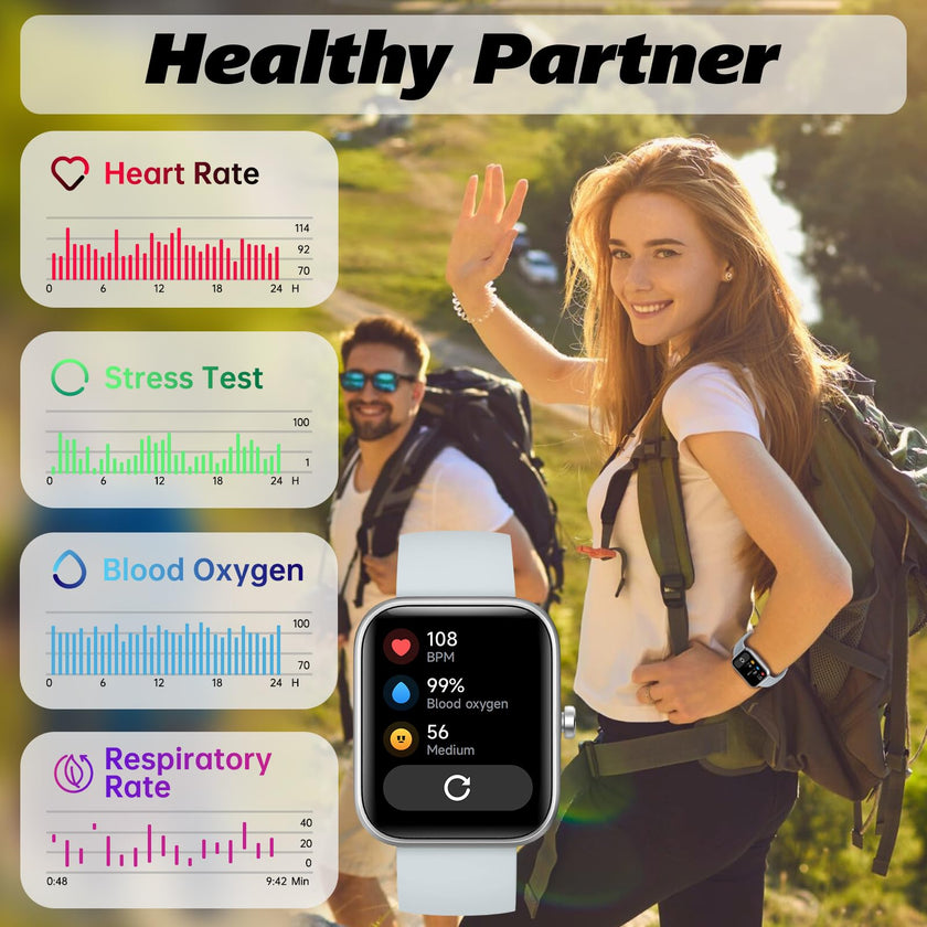 Smart Watch for Men Women with Bluetooth Call, Alexa Built-in, Heart Rate & Sleep Monitor, 1.83