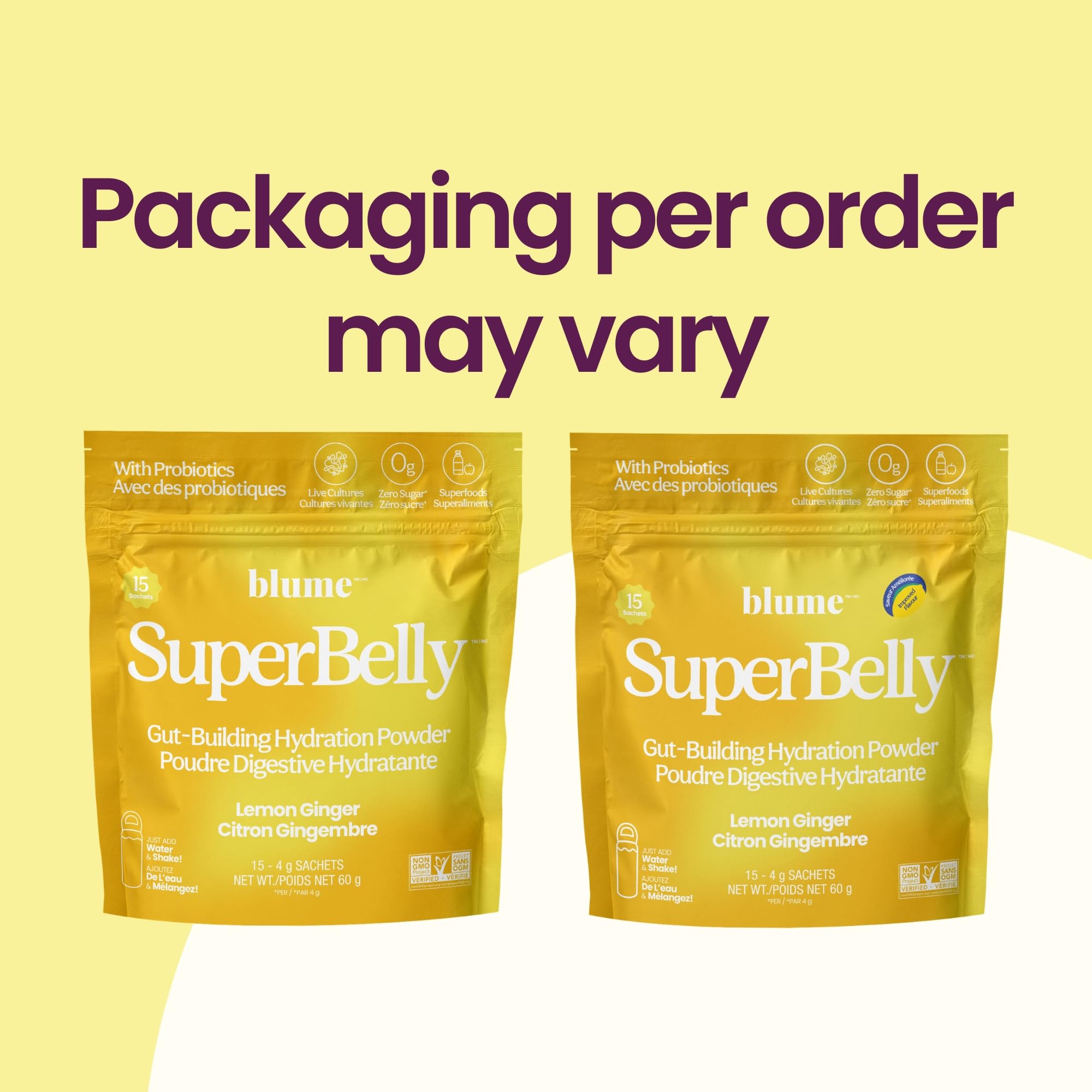 Blume SuperBelly Packets, Sugar-Free, Apple Cider Vinegar - Lemon Ginger, 15 Sticks - Canadian Brand 🍁 All In One Marketplace Canada