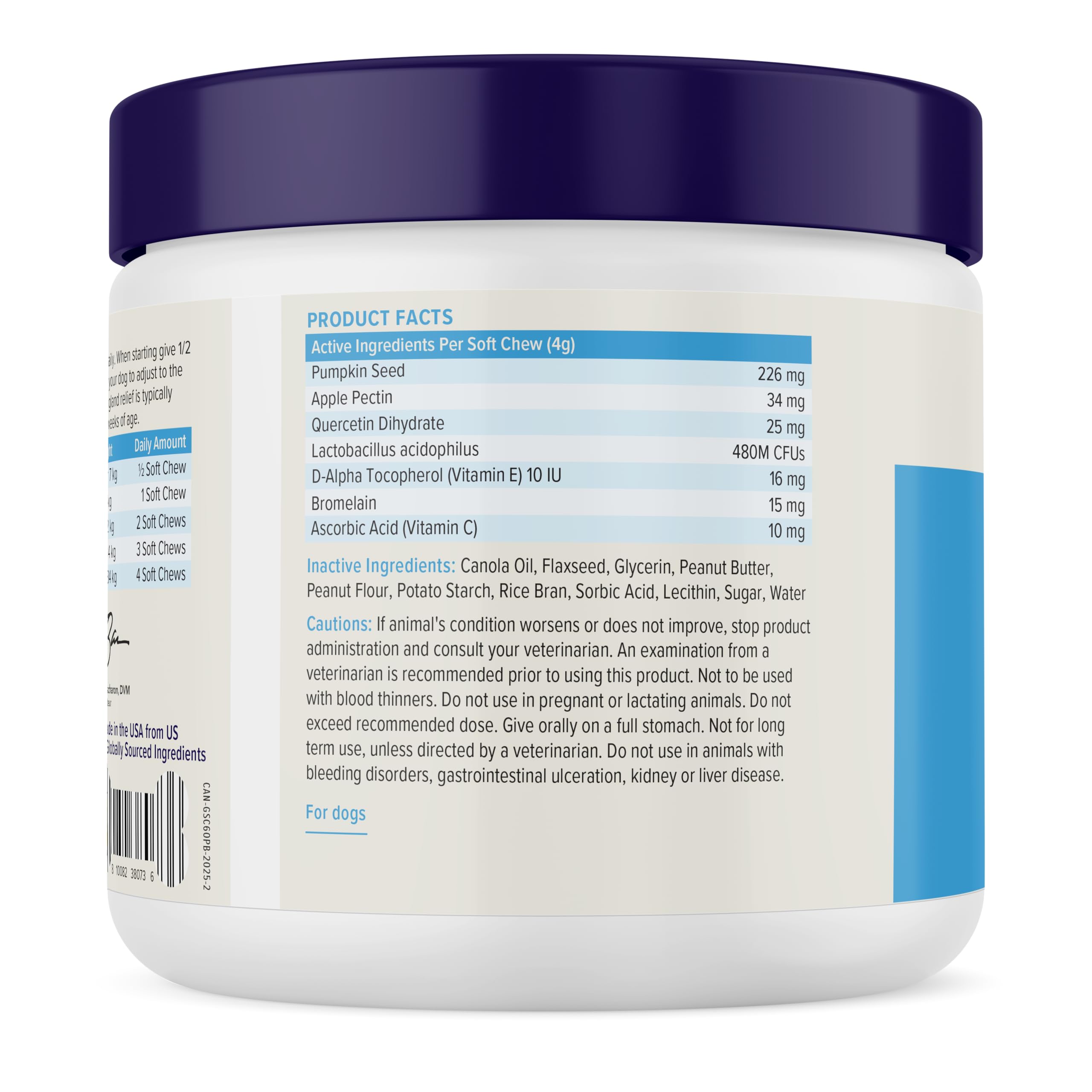 Vetnique Glandex Anal Gland Soft Chews for Dogs, Anal Gland Support, Boot The Scoot Fibre Supplement with Pumpkin, Unique Fiber Blend Probiotics & Digestive Enzymes (Peanut Butter, 60ct Chews) 🍁 All In One Marketplace Canada