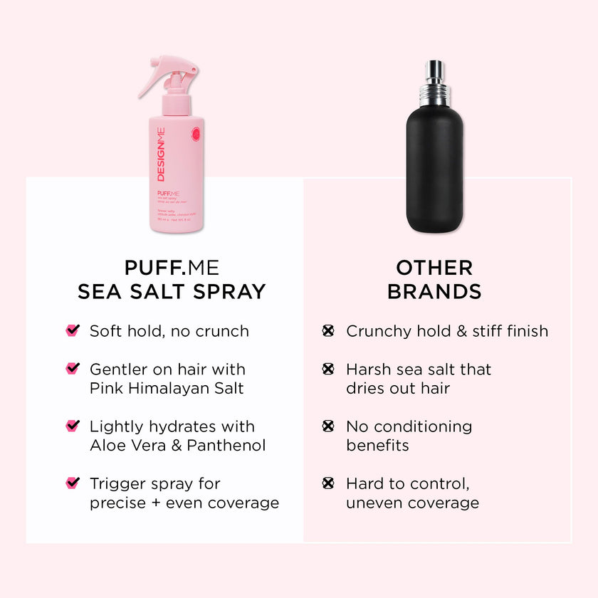 DESIGNME PUFF.ME Sea Salt Spray | Sea Salt Texture Spray for Beach Waves, Volume & Tousled Texture | Soft Hold, Lightweight Hydration & Non-Drying Sea Salt Hair Spray for Women 🍁 All In One Marketplace Canada