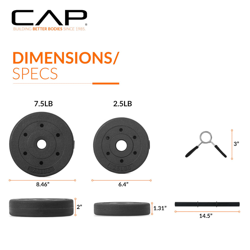 CAP Barbell 40-Pound Adjustable Cement Dumbbell Set – Versatile Vinyl Coated Weights for Home Gym Excellence 🍁 All In One Marketplace Canada