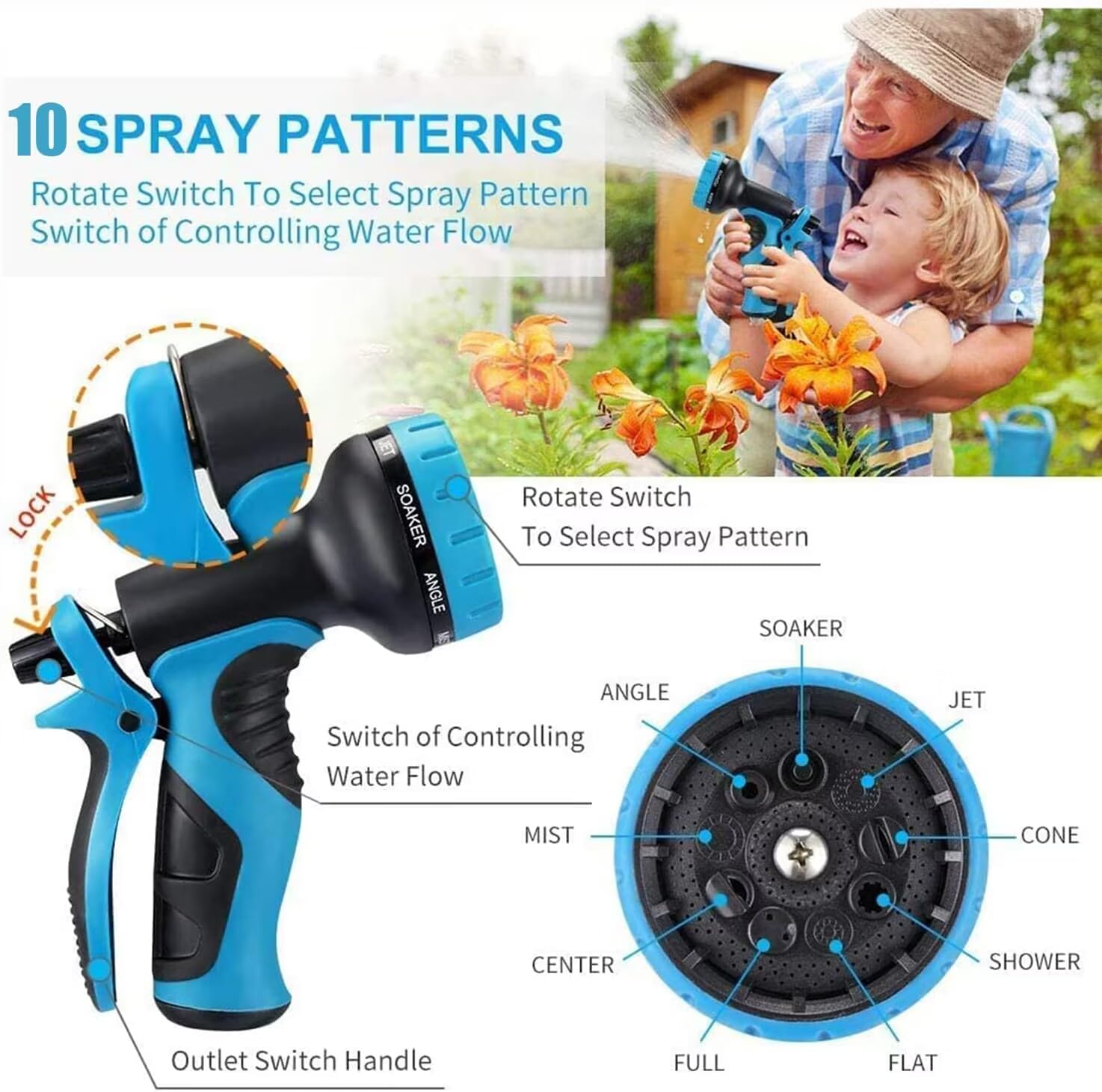 200 ft Expandable Garden Hose with 10 Spray Nozzle - Heavy Duty Superior Strength 3750D - 4 -Layer Latex Core - Expanding Water Hoses - Extra Strong Brass Connectors/Storage Bag 🍁 All In One Marketplace Canada