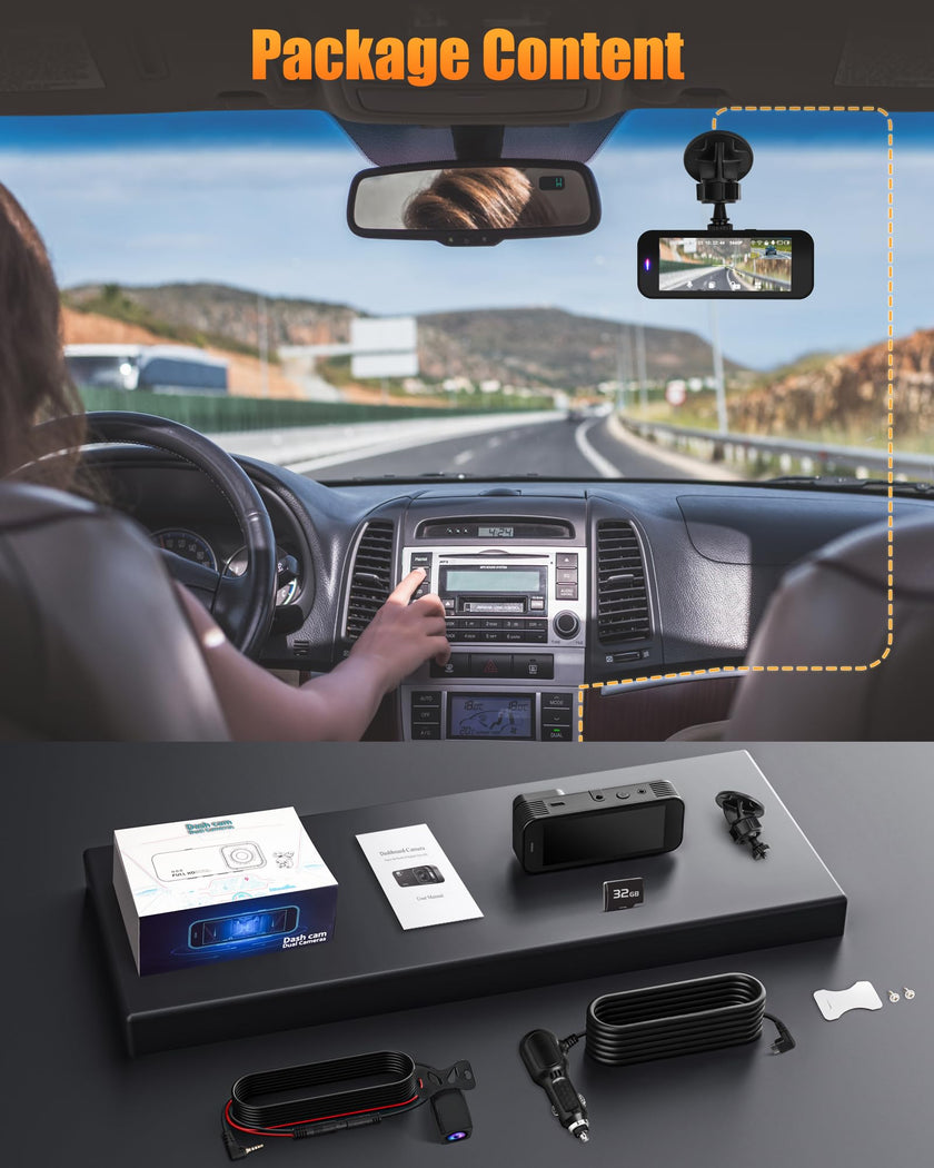 Dash Camera for Cars, 4K+1080P Dash Cam Front and Rear with 5G WiFi, Built-in 32GB Card, Night Vision, G-Sensor, 24H Parking Mode, Loop Recording 🍁 All In One Marketplace Canada