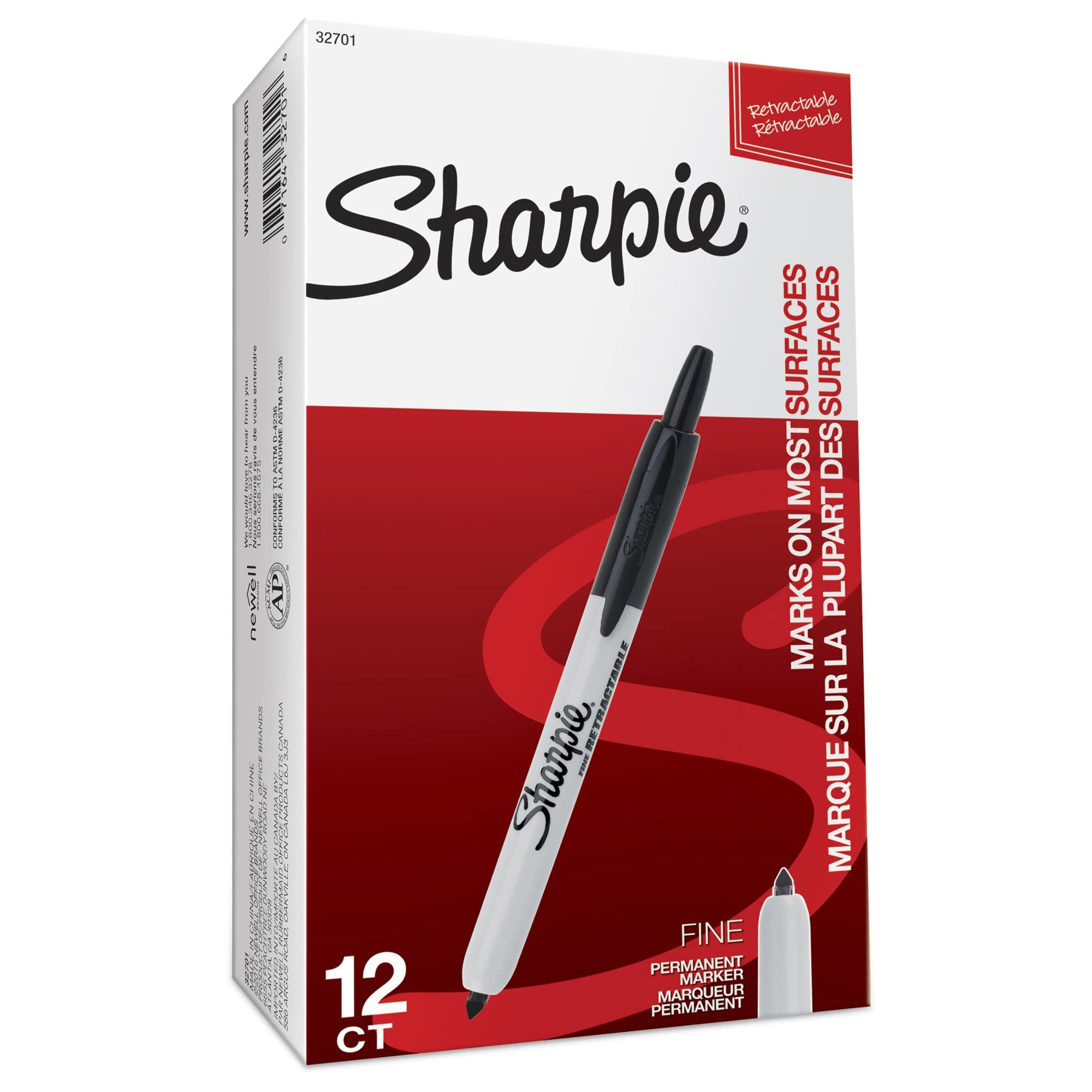 Sharpie Retractable Permanent Markers, Fine Point, Black, 12 Count 🍁 All In One Marketplace Canada
