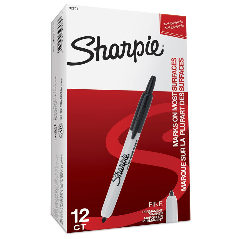 Sharpie Retractable Permanent Markers, Fine Point, Black, 12 Count 🍁 All In One Marketplace Canada