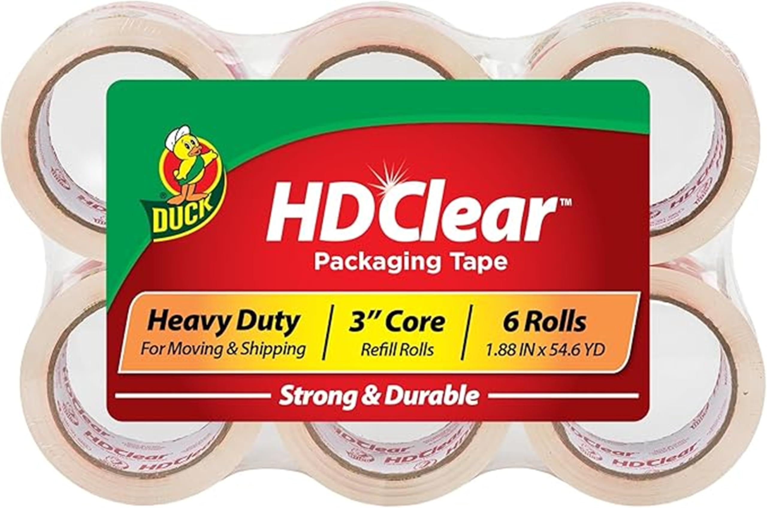 Duck Brand HD Clear High Performance Packaging Tape, 1.88-Inch x 54.6-Yard, Crystal Clear, 6-Pack (441962) 🍁 All In One Marketplace Canada