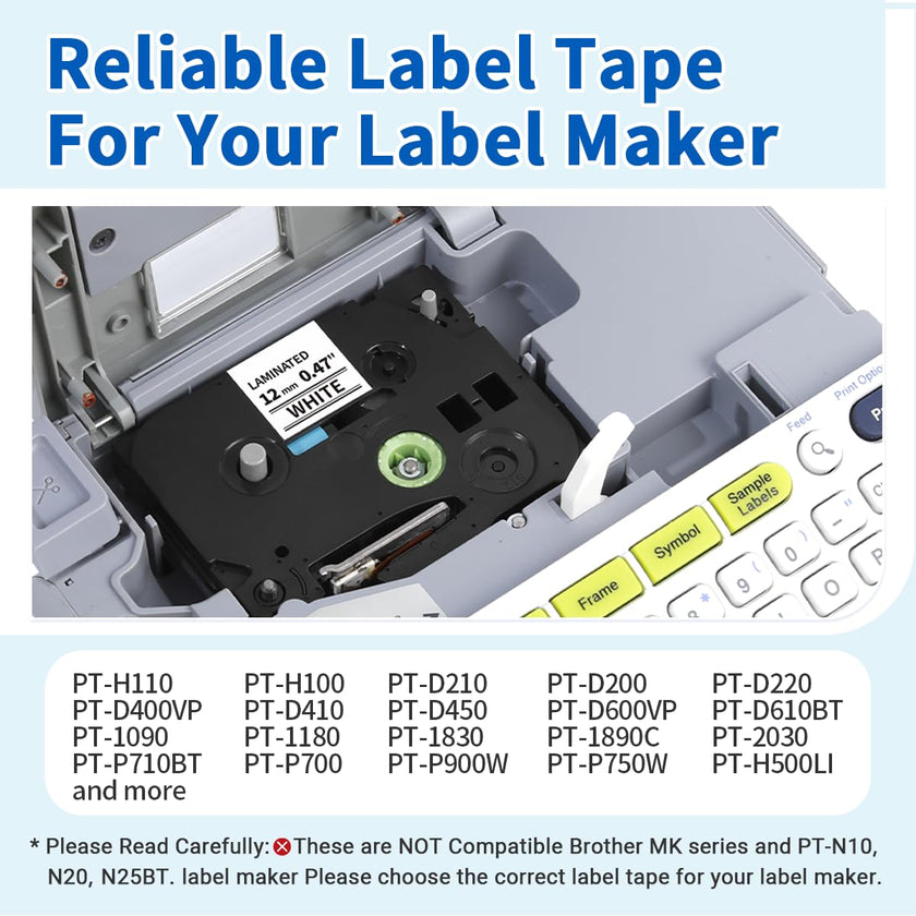 5 Pack TZe-231 Compatible with Brother Label Maker Tape P Touch TZe TZ Tape 12mm 0.47'' Laminated White TZ 231 Label Tape for Brother P-Touch PT-H110 PT-D210 PT-D600 PT-D400AD PT-1290 🍁 All In One Marketplace Canada