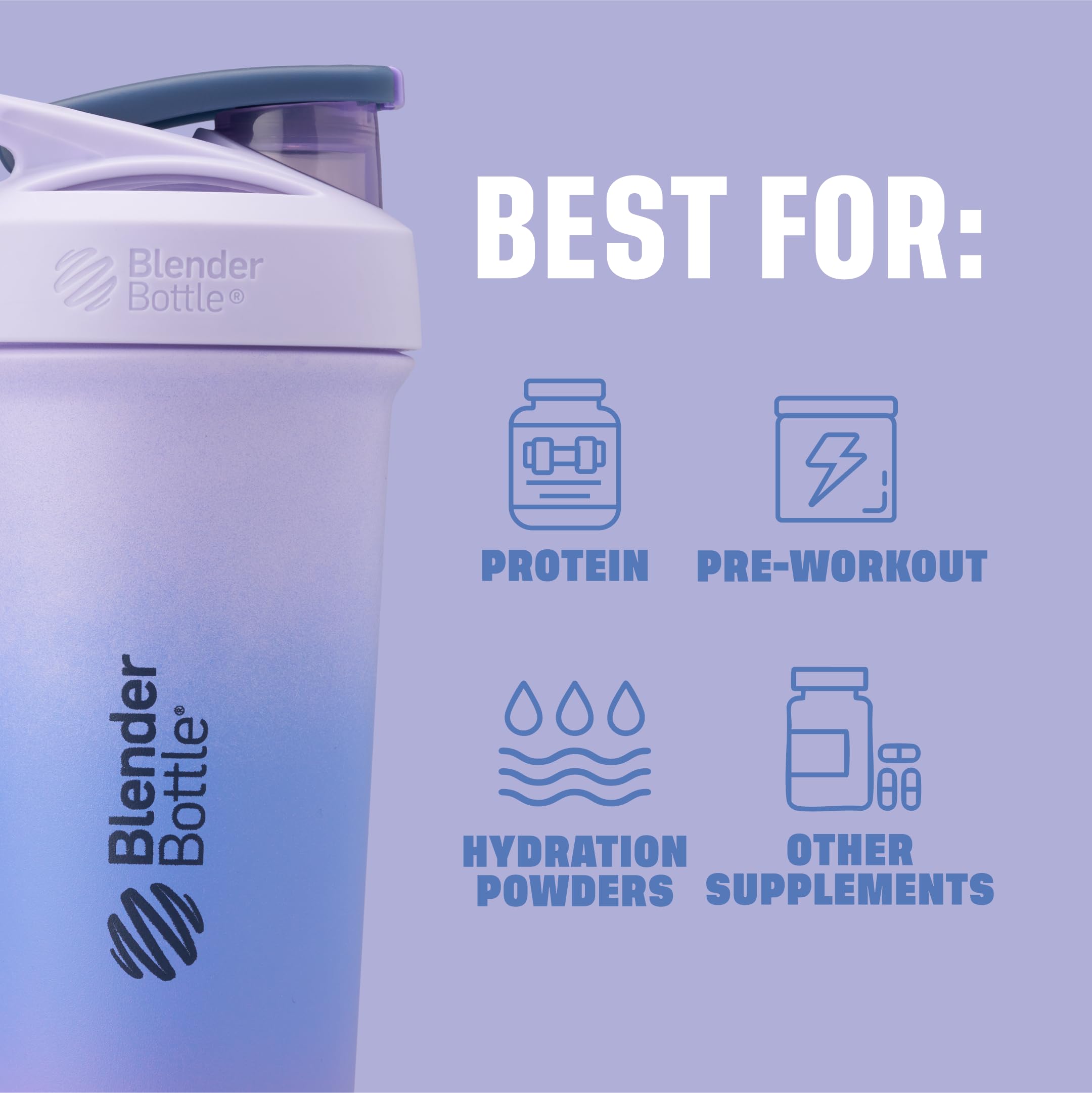 BlenderBottle Strada Sleek Insulated Stainless Steel Water Bottle with Wire Whisk, 25-Ounce, Lavender Ombre 🍁 All In One Marketplace Canada