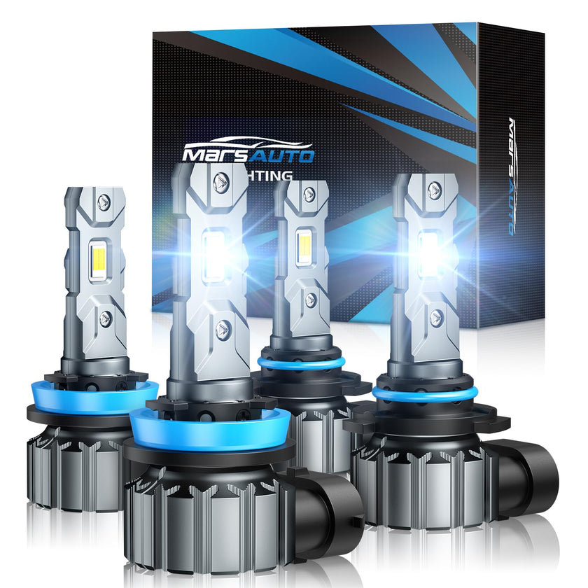 Marsauto H11 9005 LED Headlight Bulbs Kit, 66000LM Super Bright, H11/H9/H8 9005/HB3 LED Headlight Bulbs Combo, 6000K Cool White, 3 Mins Plug and Play Bulbs Combo, IP68, Pack of 4 🍁 All In One Marketplace Canada