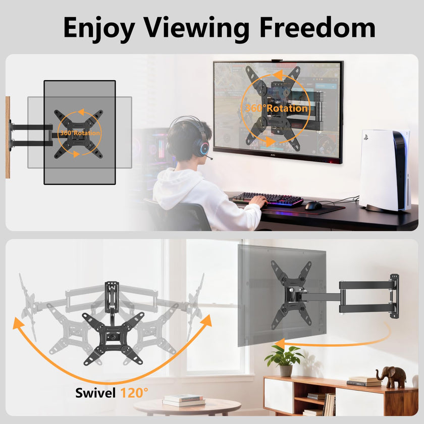 Full Motion Articulating TV Wall Mount Bracket with Swivel Tilt Extension & Rotation, Adjustable Arms for 13-42 Inch Flat/Curved LED LCD TVs & Monitors, Max 44lbs VESA 200x200mm 🍁 All In One Marketplace Canada