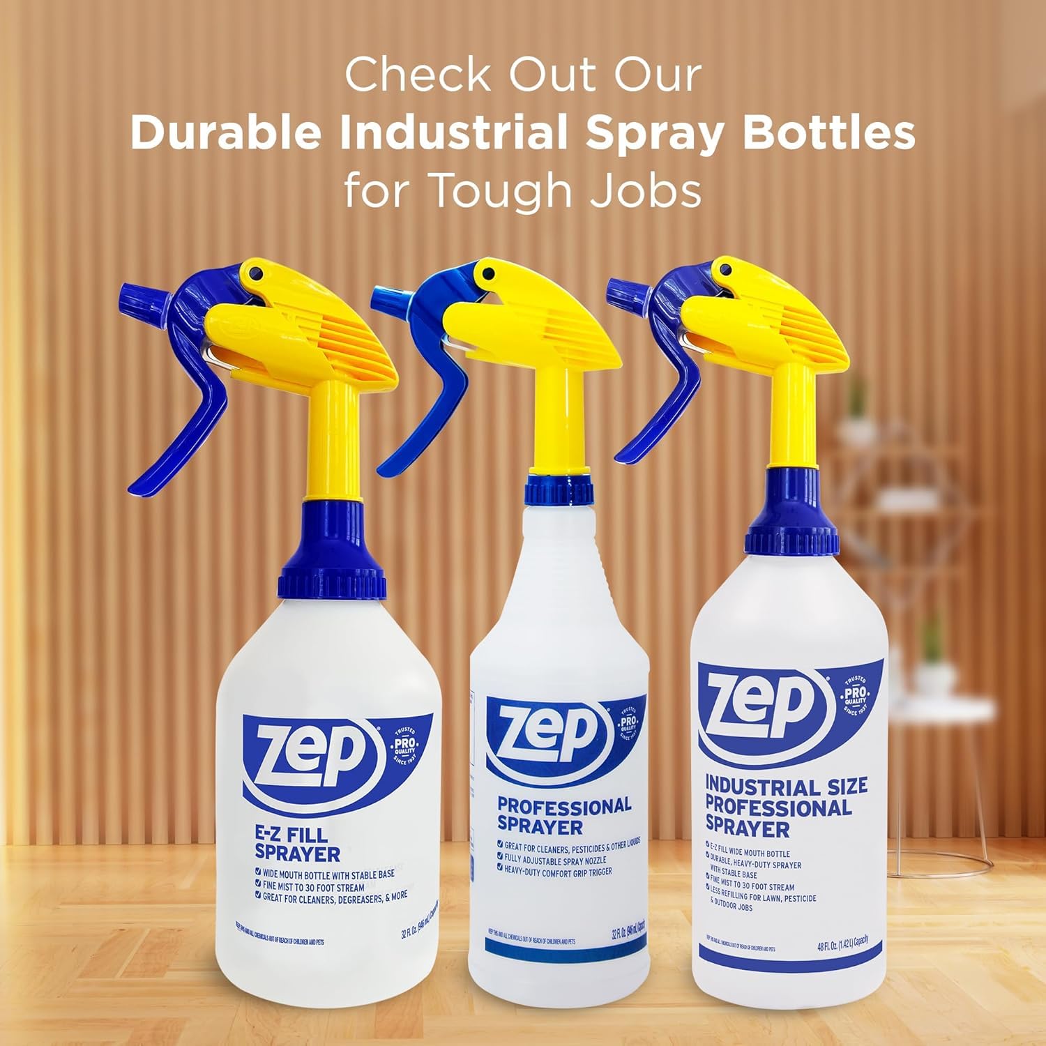 ZEP Professional Sprayer Bottle - 32 oz (Pack of 3) - HDPRO1 - Versatile Adjustable Nozzle Spray Bottles with a Fine Mist or Powerful Spray, Refillable for Diluted Concentrate 🍁 All In One Marketplace Canada
