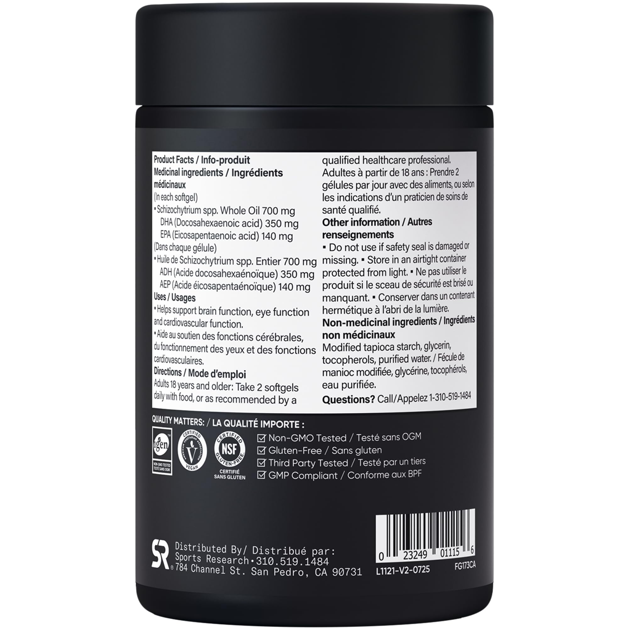 Sports Research Vegan Omega-3 Fish Oil Alternative from Algae Oil - Highest Levels of DHA & EPA Fatty Acids | Non-GMO Verified & Vegan Certified - 60 Veggie Softgels (Carrageenan Free) 🍁 All In One Marketplace Canada