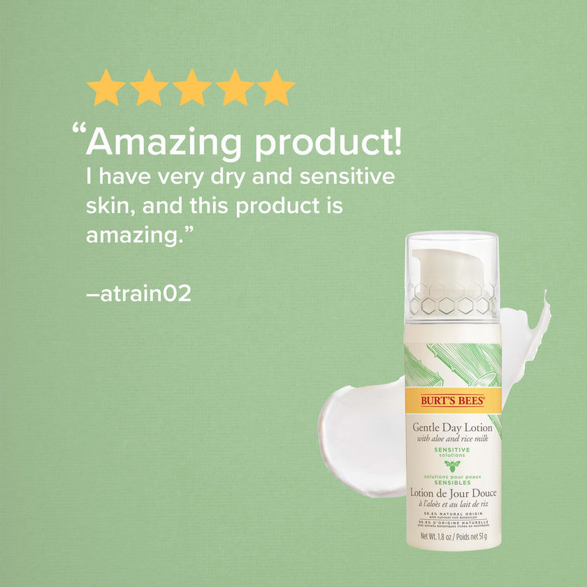 Burt's Bees Sensitive Hydrating Gentle Daily Face Cream Moisturizer Face Lotion for Sensitive Skin with Aloe and Rice Milk, , Mother's Day Gift, 98.9% Natural Origin, Developed with Dermatologists, 51g 🍁 All In One Marketplace Canada