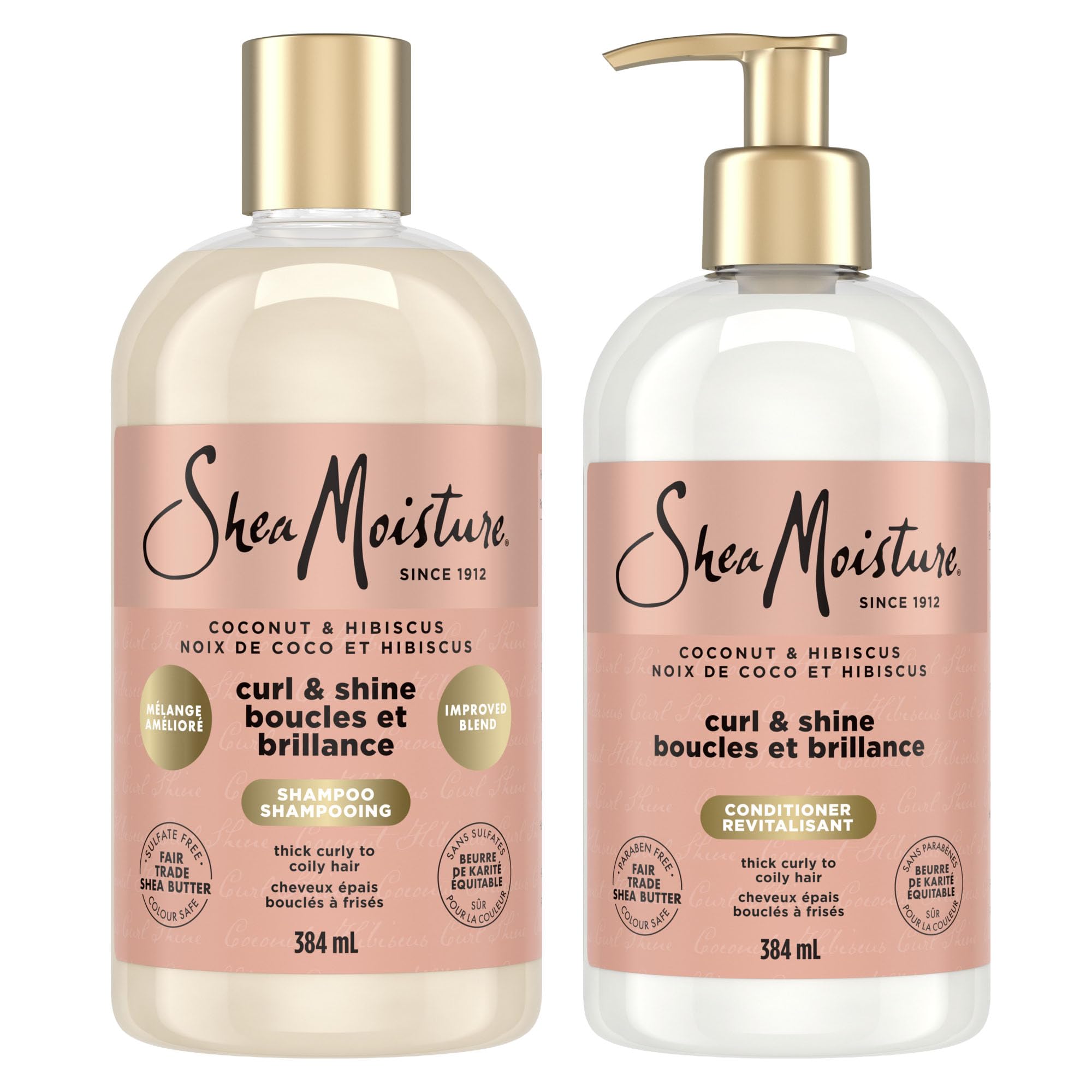 Shea Moisture Coconut & Hibiscus Curl & Shine Gift Set with Shampoo & Conditioner for Thick, Curly Hair 384 ml (Pack of 2) 🍁 All In One Marketplace Canada