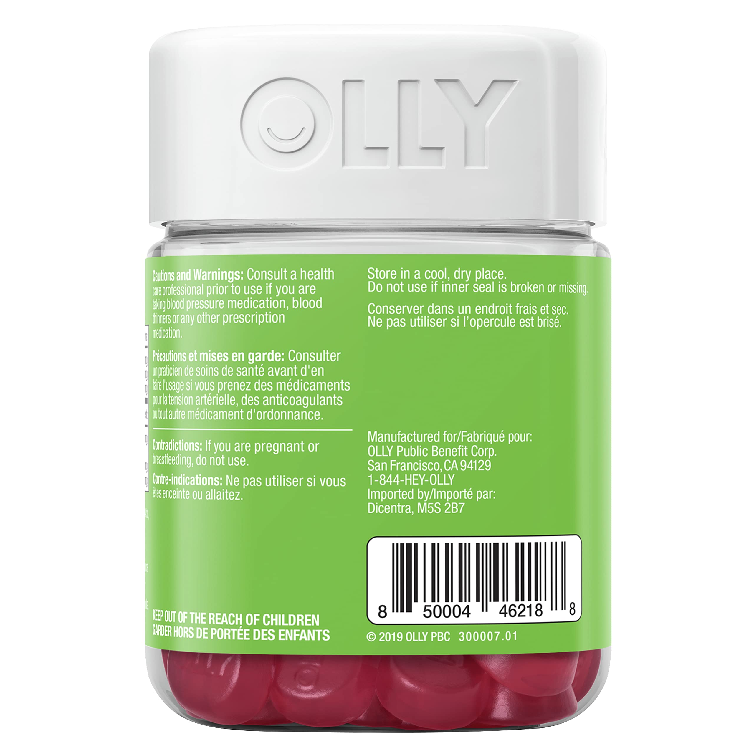 OLLY Daily Energy Gummy Supplement 100% caffeine-free energy vitamins Tropical Passion blend of vitamin B12, CoQ10 & Goji Berry 30 day supply 60 gummies 🍁 All In One Marketplace Canada