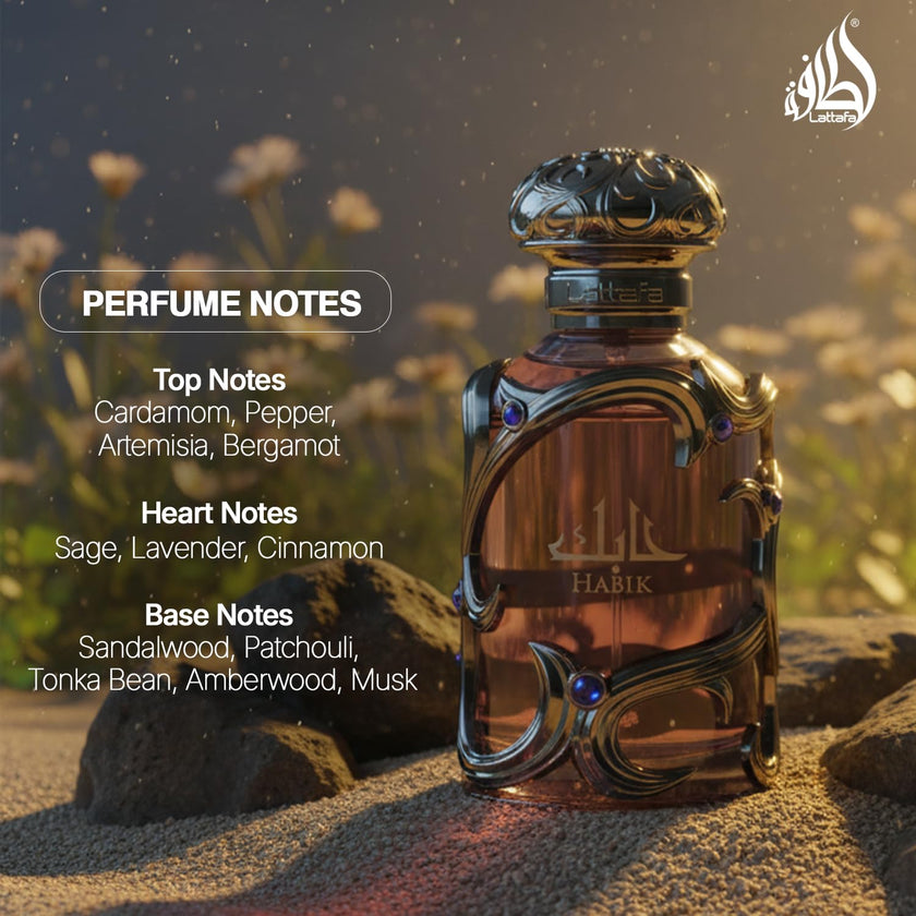 Lattafa Habik – Spicy, Aromatic, Woody, Musky – Eau de Parfum Spray Long-Lasting Fragrance for Men, 3.4 Ounce / 100 ml 🍁 All In One Marketplace Canada