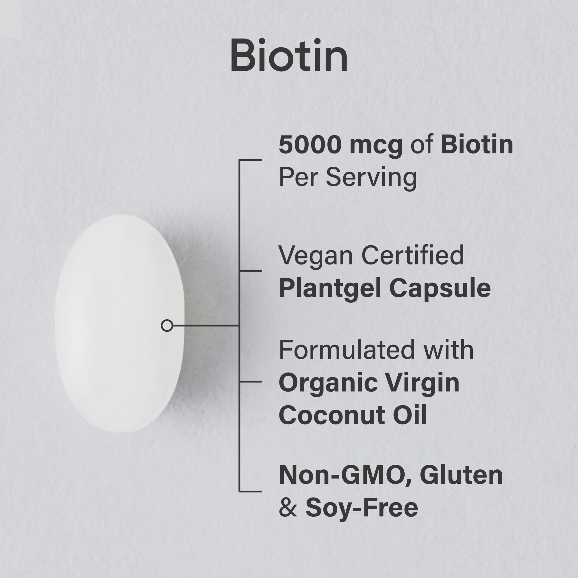 Sports Research® Extra Strength Vegan Biotin 5,000mcg with Organic Coconut Oil - Helps to Maintain Healthy Hair, Nails and Skin - Great for Women & Men - 120 Veggie Softgels 🍁 All In One Marketplace Canada