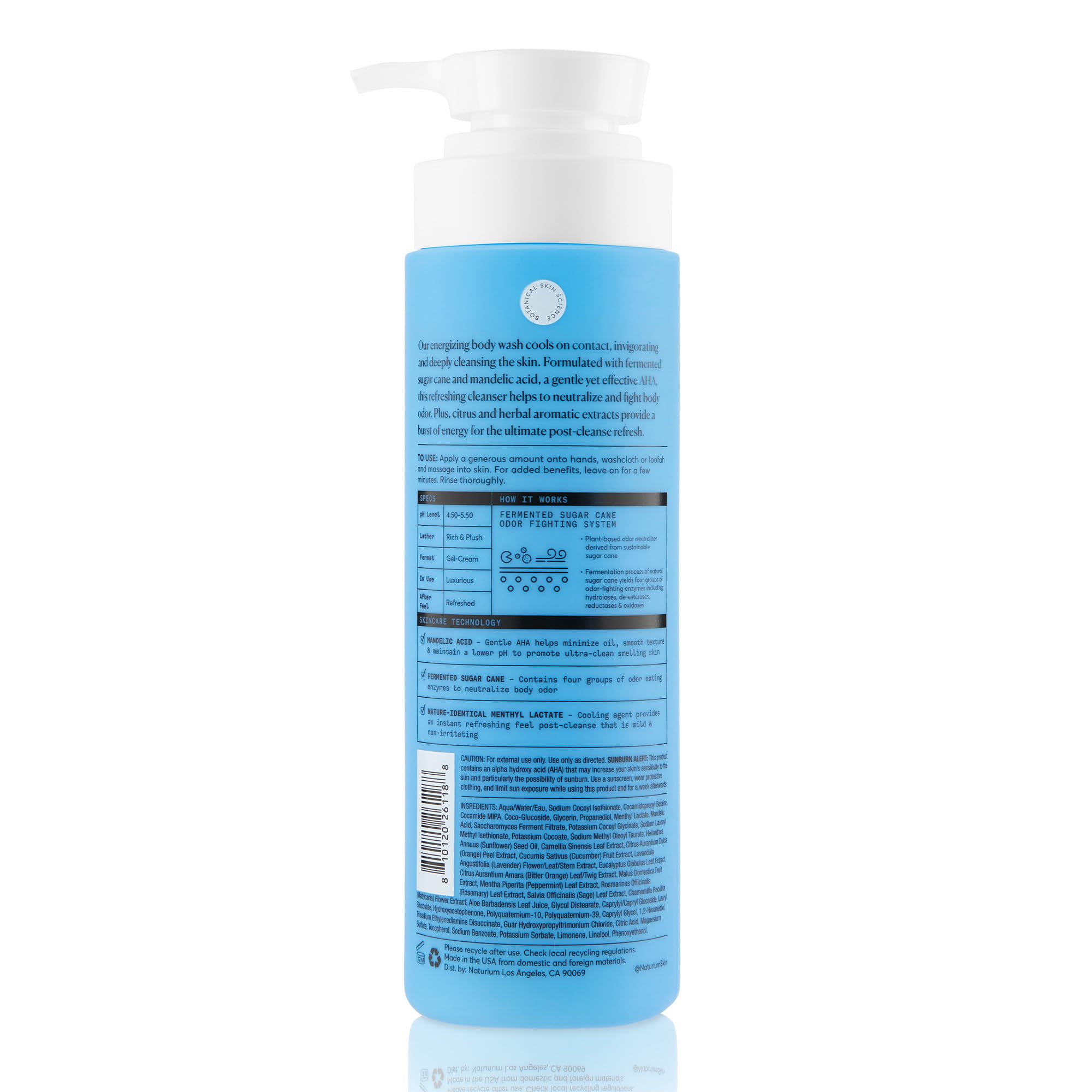 Naturium The Energizer Body Wash, Cooling & Refreshing Formula with Mandelic Acid, Deeply Cleanses & Helps Reduce Body Odour, 16.9 OZ / 500 ML 🍁 All In One Marketplace Canada