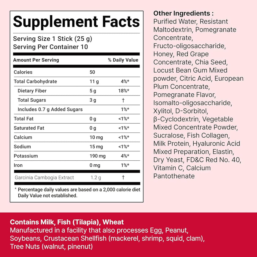 FOODOLOGY Coleology Cutting Stick Jelly (Pomegranate) – Dietary Fiber Supplement for Healthy Weight Management, Chia Seeds & Garcinia Cambogia, Korean Beauty with Collagen – 10 Sticks 🍁 All In One Marketplace Canada