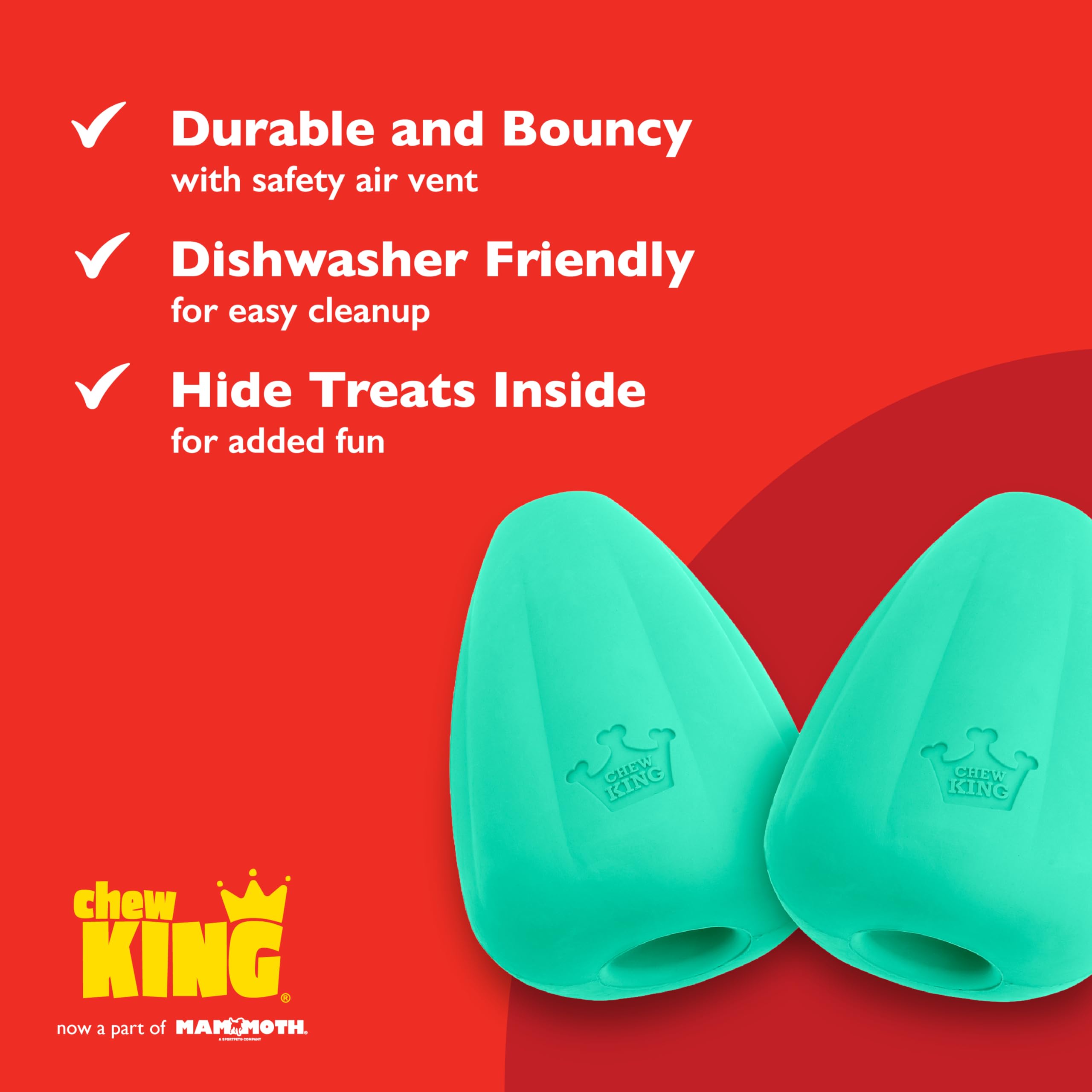 Chew King Premium Treat Dog Toy, XL, Extremely Durable Natural Rubber Toy, Pack of 2, All Breed Sizes 🍁 All In One Marketplace Canada