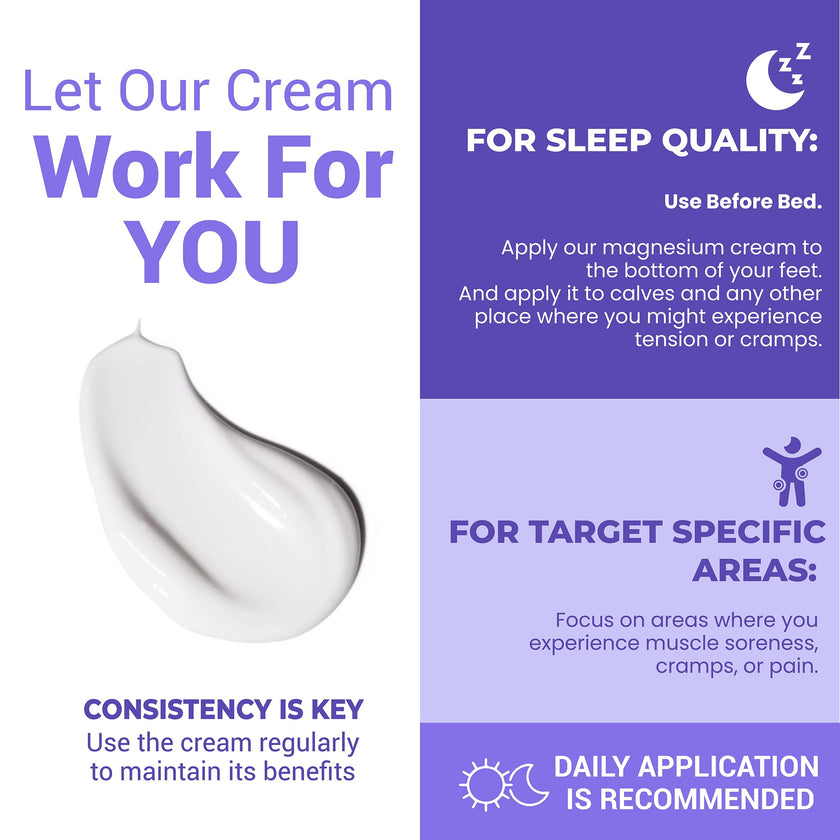 Magnesium Cream for Sleep & Muscle Relief: Topical Night Calming & Deep Relaxation - Restless Cramps Leg & Joint Care Lotion - Lavender 3.38 Fl. Oz. 🍁 All In One Marketplace Canada