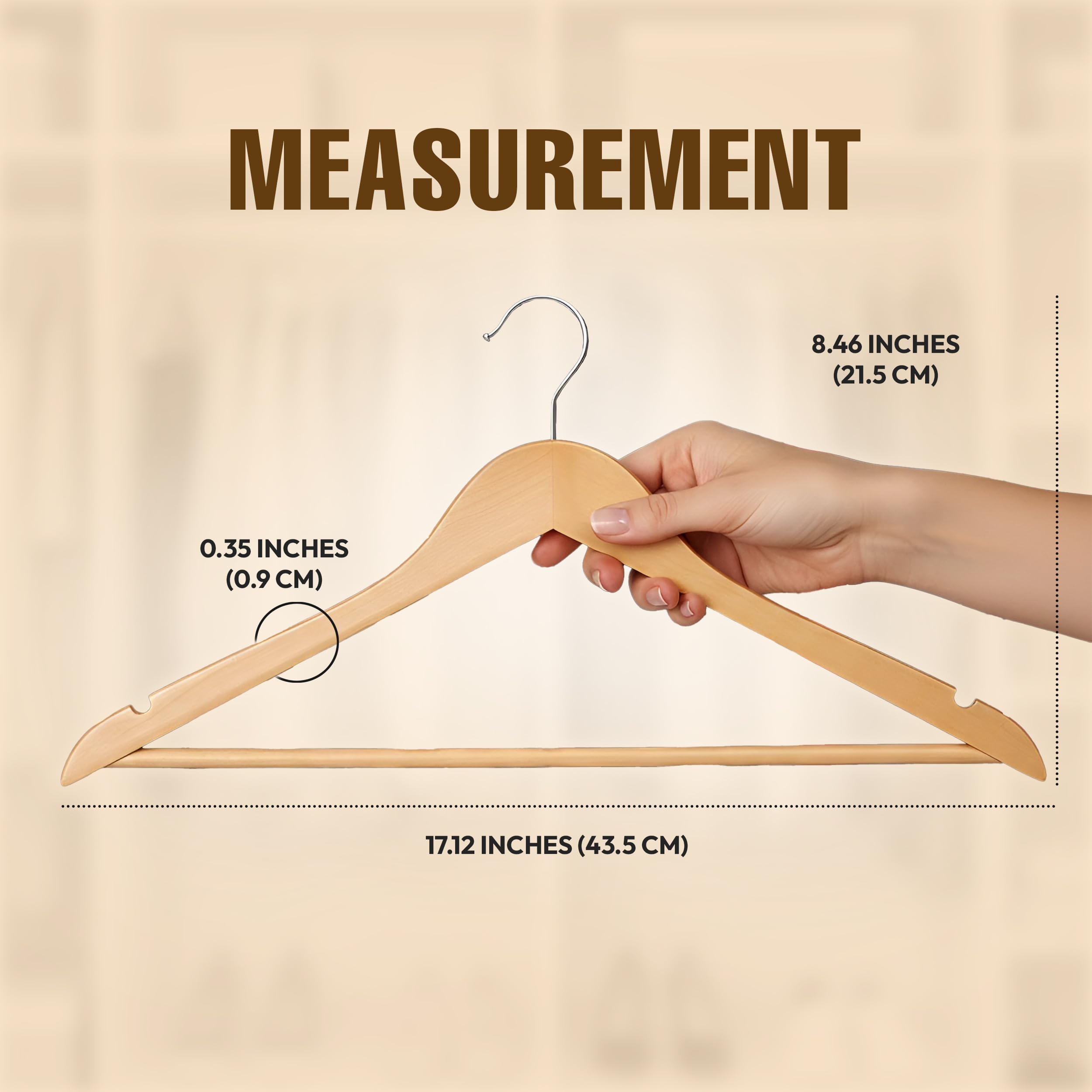 Utopia Home Premium Wooden Hangers 20 Pack - Heavy Duty & Durable Coat Hanger - Wood Hanger with 360-Degree Rotatable Hook - Clothes Hangers with Non-Slip Shoulder Notches For Shirts & Coats (Natural) 🍁 All In One Marketplace Canada
