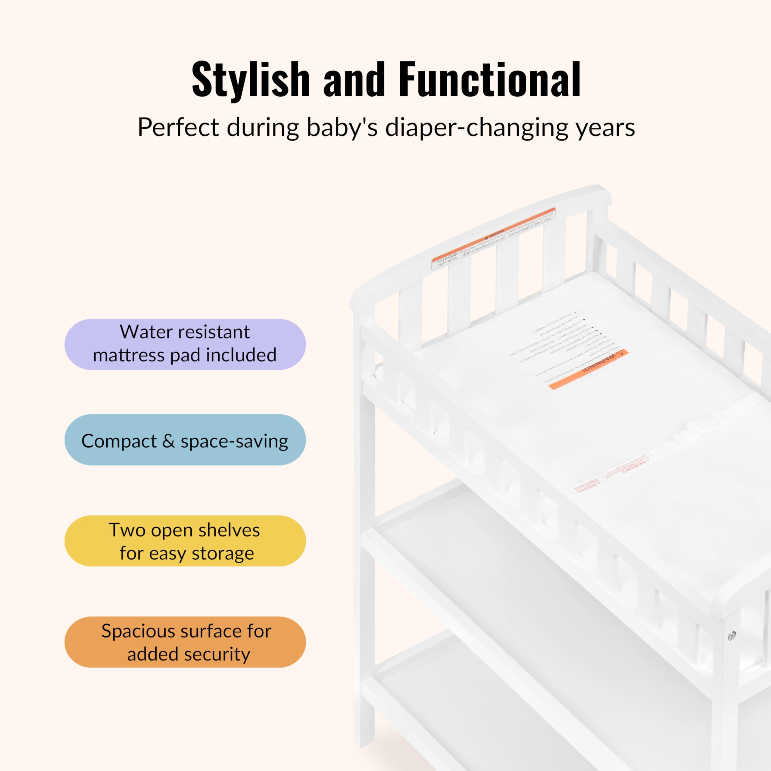 Dream On Me Emily Changing Table In White, Comes With 1