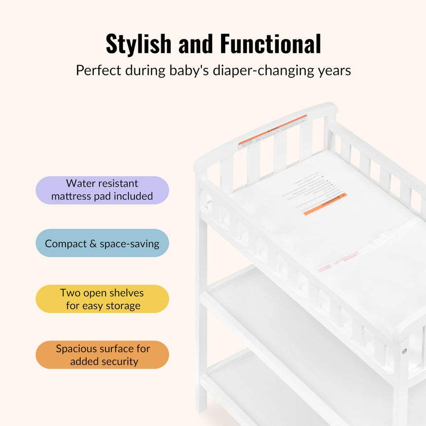 Dream On Me Emily Changing Table In White, Comes With 1