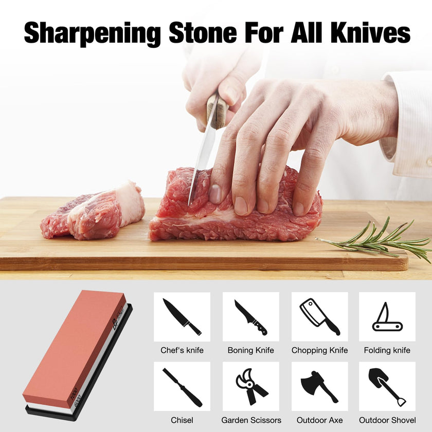 DDF iohEF Sharpening Stone, Whetstone grit 1000/6000, Professional 2-in-1 Double-Sided Knife Sharpener with Non-Slip Silicone Base and Angle Guide (red) 🍁 All In One Marketplace Canada
