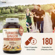 Herba Turmeric Supplements for Inflammation with Black Pepper and Ginger - 180 Capsules | 5,555mg Equiv. with 95% Turmeric Curcumin Supplements with Black Pepper | Joint Pain Relief | Made in Canada 🍁 All In One Marketplace Canada