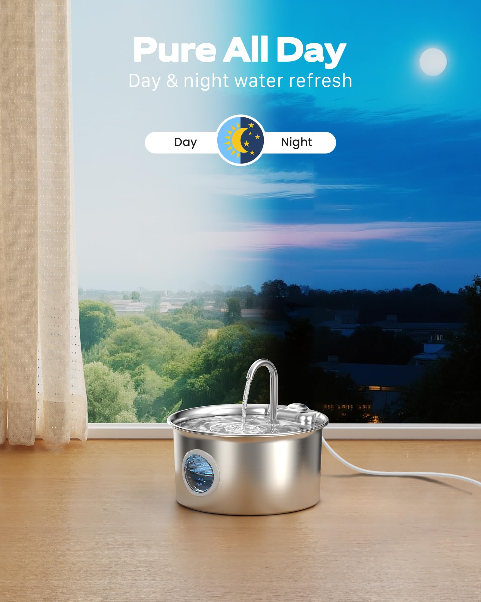 Cat Water Fountain Stainless Steel: Cat Fountain for Drinking - 2.6L Pet Water Fountain Indoor Cats - Quiet Pets Waterer - Cats Water Dispenser - for Small Animals 🍁 All In One Marketplace Canada