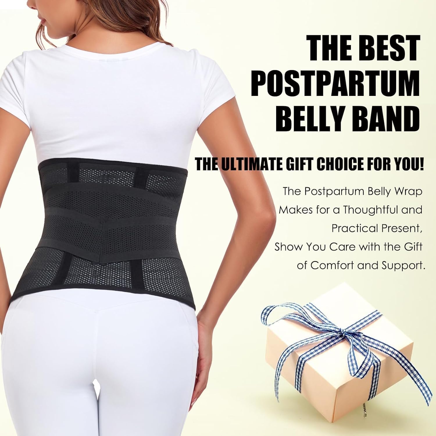 Postpartum Belly Wrap Waist Cincher – C Section Recovery Belt, Post Partum Women Belly Belt, Abdominal Binder After Pregnancy Postpartum Belly Band After Birth Brace (Black, S/M) 🍁 All In One Marketplace Canada