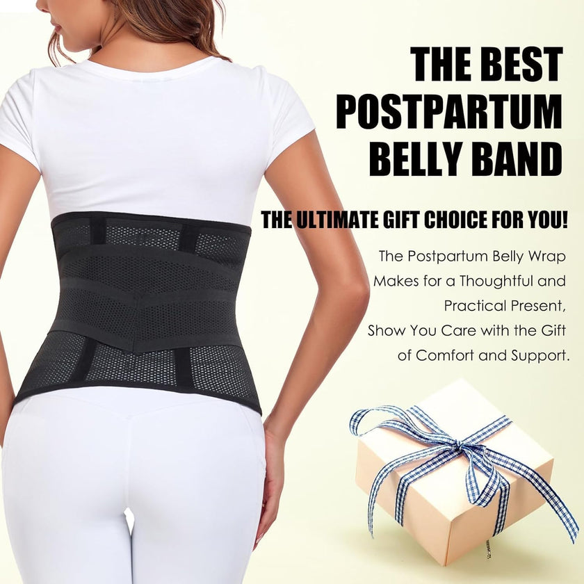 Postpartum Belly Wrap Waist Cincher – C Section Recovery Belt, Post Partum Women Belly Belt, Abdominal Binder After Pregnancy Postpartum Belly Band After Birth Brace (Black, S/M) 🍁 All In One Marketplace Canada
