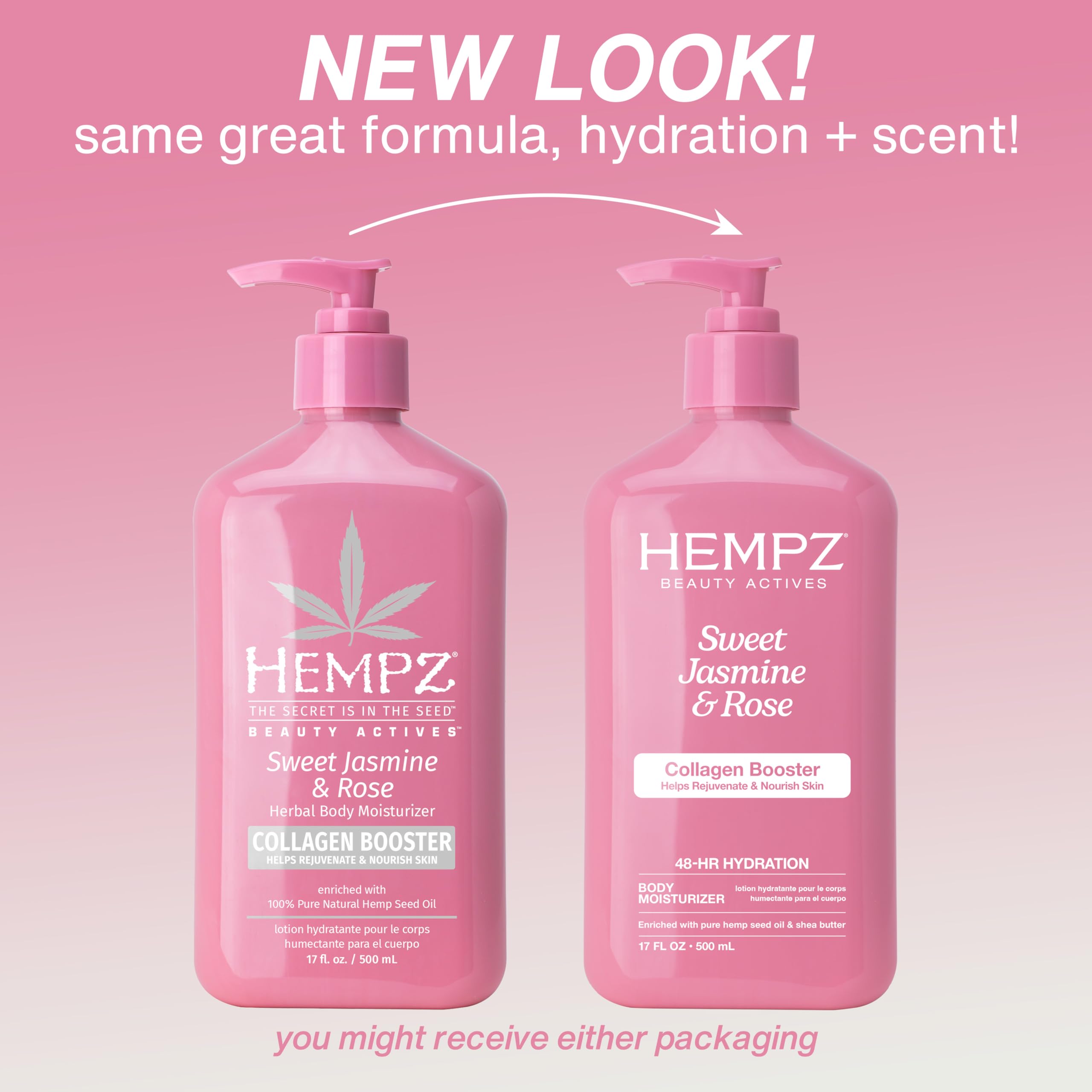 HEMPZ Body Lotion - Sweet Jasmine & Rose Daily Moisturizing Cream, Shea Butter Hand and Body Moisturizer - Hemp Lotion - Skin Care Products, Hemp Seed Oil - 17 oz. 🍁 All In One Marketplace Canada