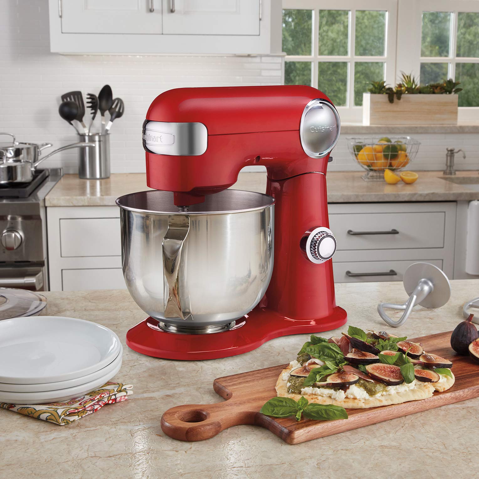 Cuisinart Precision Master 5.5-Quart Tilt-Head Stand Mixer, 12 Speed, 500W, Includes Bowl, Dough Hook, Chef's Whisk and Flat Mixing Paddle, Red (SM-50RC) 🍁 All In One Marketplace Canada