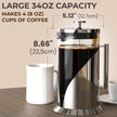 French Press Coffee Maker 34oz – Stainless Steel & Glass Coffee Press with 4-Level Filtration, BPA-Free Cafetiere for Camping or Home – Large, Durable for Hot & Cold Brew 🍁 All In One Marketplace Canada