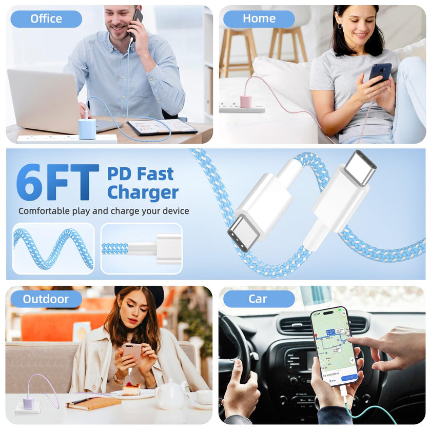 4 Pack USB C Charger for iPhone 16 15 Charger Fast Charging, 20W USB C Fast Charger Block with 6FT USB C to C Cable for iPhone 16 15 Pro Max/15 Plus/iPad Pro12.9/11,iPad Air,iPad mini Android Phones 🍁 All In One Marketplace Canada