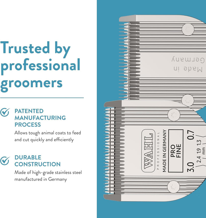 Wahl Professional Animal 5-in-1 Adjustable Pro Fine Adjustable Clipper Blade - for Arco, 5 Style Groom, Bravura, Chromado, Creativa, Figura & Motion Clippers - Replacement Blades - Silver, Made in Germany - Model 58190 🍁 All In One Marketplace Canada