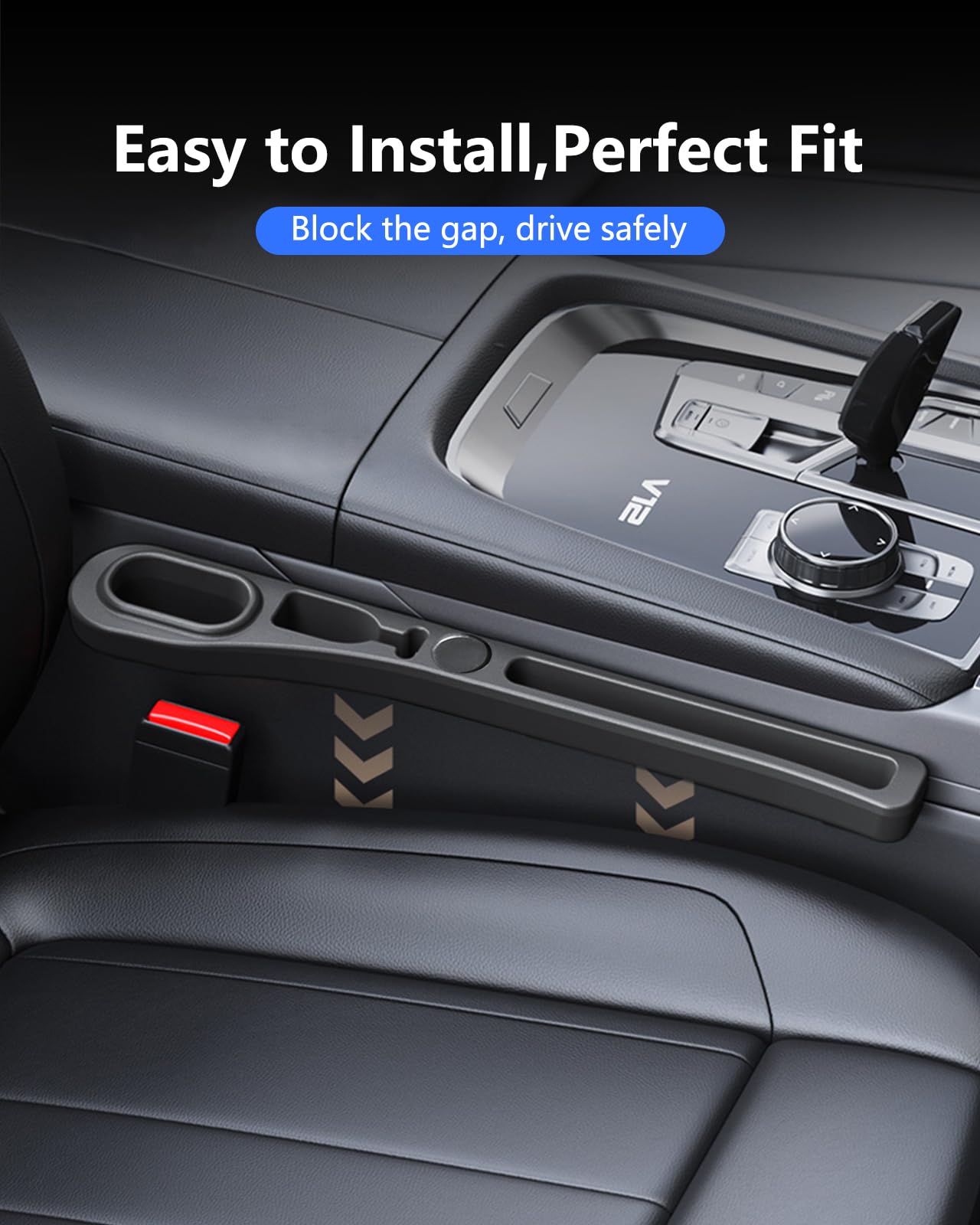 Homaupt Car Seat Gap Filler, 2 Pack PU Leather Fill The Gap Between Seat and Center Console, Seat Crevice Blocker Stop Things from Dropping, Universal Vehicle Interior Accessories Black 🍁 All In One Marketplace Canada