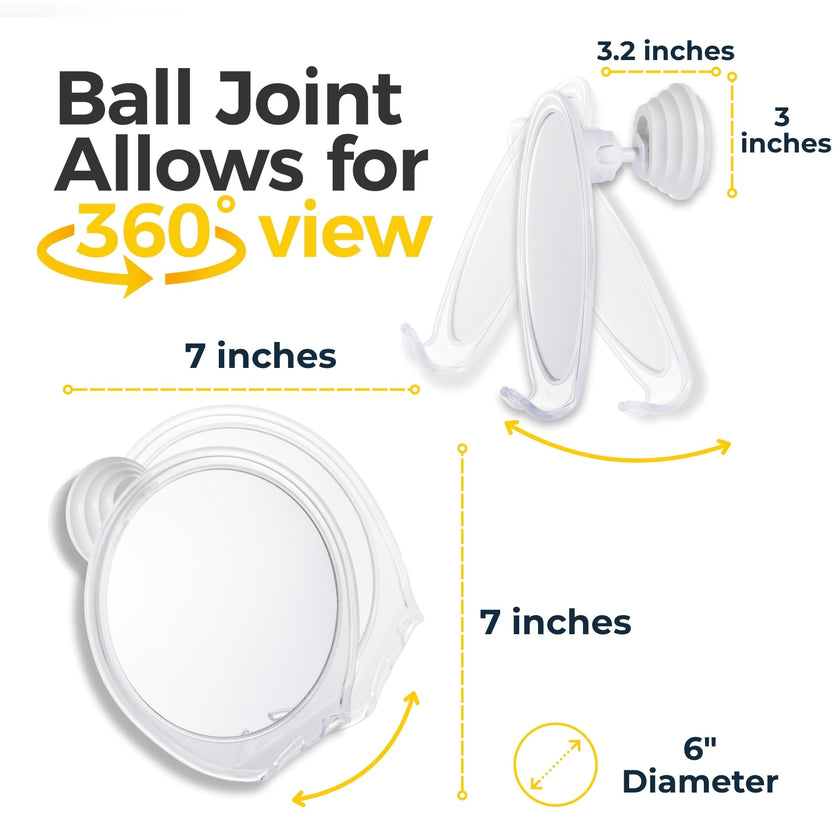 HONEYBULL Fogless Shower Mirror with Suction Mount & Swivel – Anti-Fog Acrylic Bathroom Mirror for Shaving – Built-in Razor Holder, Easy Install, Home Shower Accessory (White) 🍁 All In One Marketplace Canada