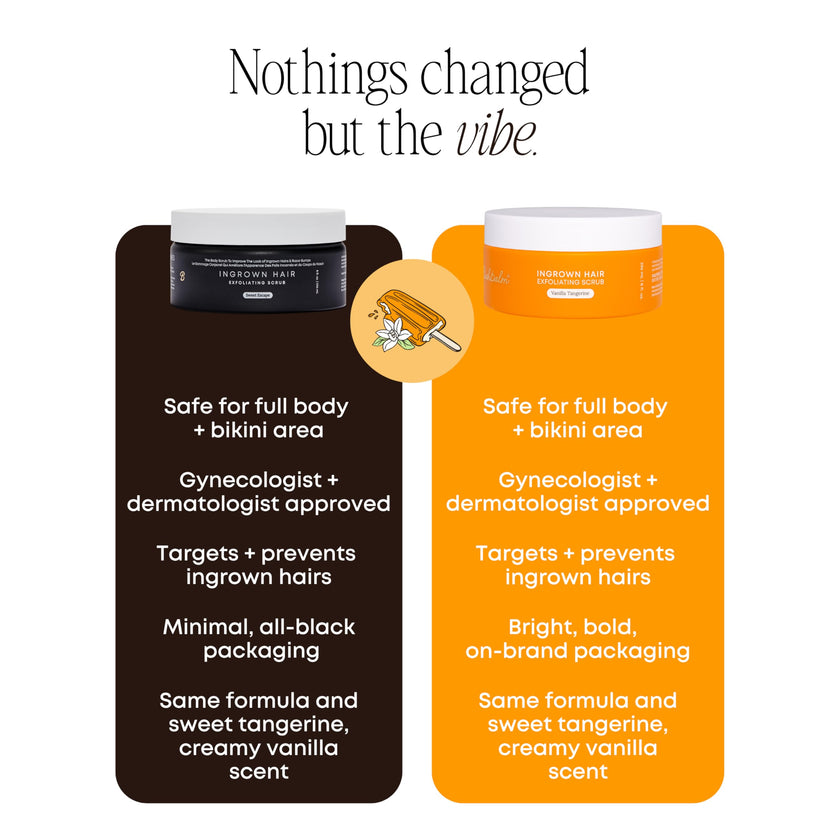 Bushbalm Ingrown Hair Exfoliating Scrub – Pre-Shave Sugar Scrub for Ingrown Hairs, Razor Bumps & Dry Skin – Gently Buffs & Soothes Sensitive Skin - Vanilla Tangerine 236 ml - Formerly Sweet Escape 🍁 All In One Marketplace Canada
