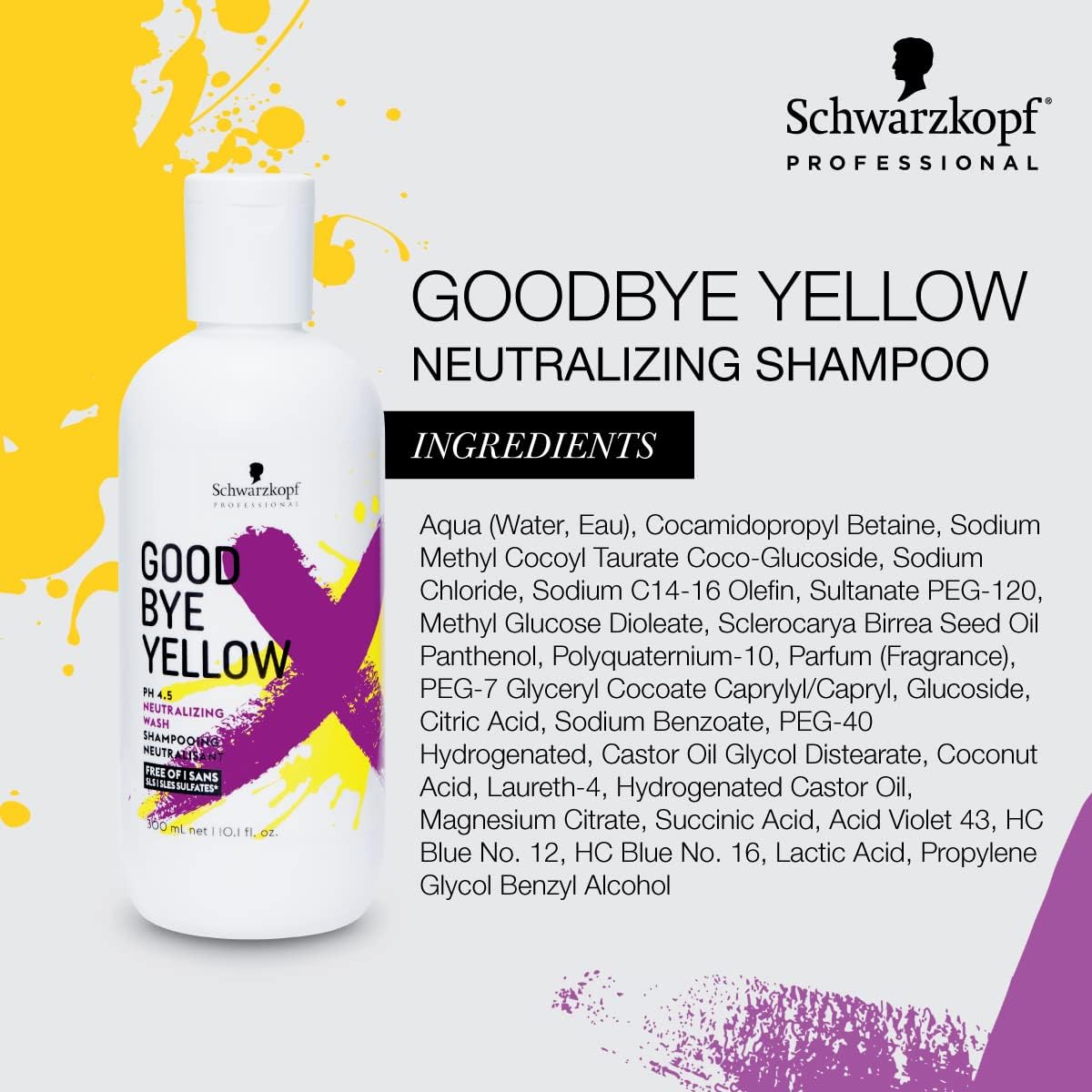 Schwarzkopf Goodbye Yellow Neutralizing Shampoo - Purple Shampoo for Blonde Hair - Colour Toner Eliminates Brassy Yellow Tones for Blonde or Bleached Hair - Paraben & Sulphate-Free 🍁 All In One Marketplace Canada