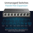 D-Link DGS-108, 8 Port Gigabit Ethernet Switch Unmanaged, Network Splitter, Silent Fanless, Network Hub, Sturdy Metal with Shielded Ports, Compact Desktop/Wall Mount, QoS, Energy Saving, Plug and Play 🍁 All In One Marketplace Canada