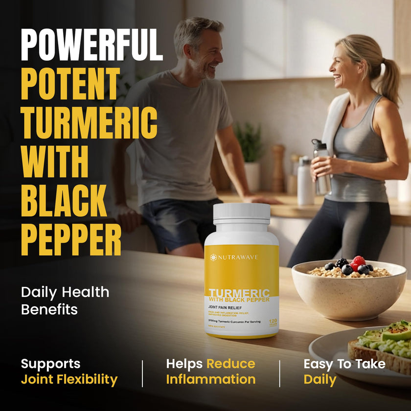 Nutrawave HIGH POTENCY TURMERIC CURCUMIN + BLACK PEPPER EXTRACT – Powerful 3700mg per Serving (2 capsules), Source of Anti-Inflammatory and Antioxidants. Joint Pain Relief, Improved Liver Function. Non-GMO, Vegan, Gluten Free. Zero Additives, Easy to Swal