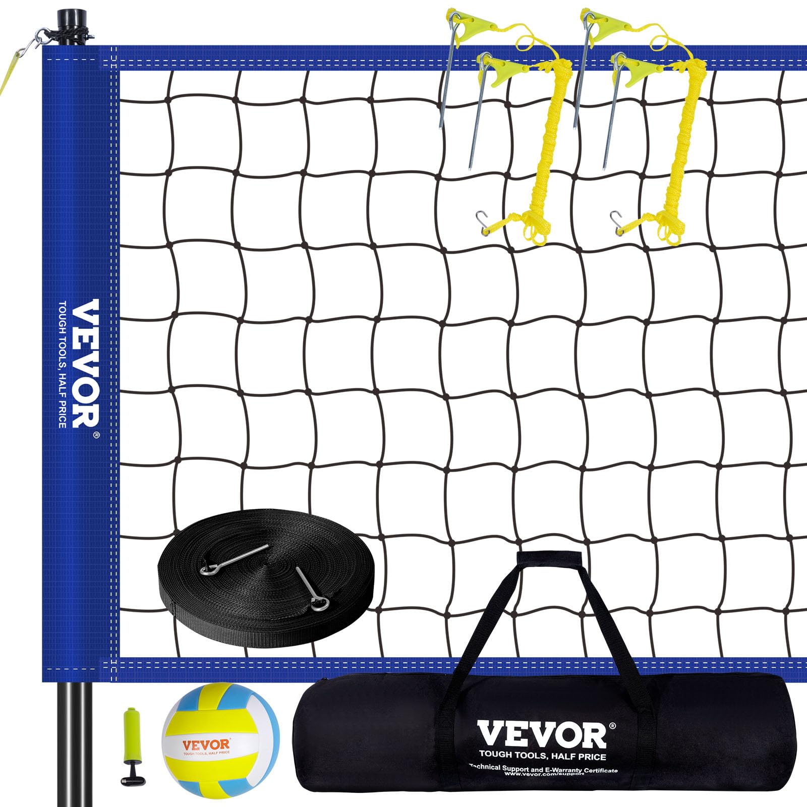 VEVOR Outdoor Portable Volleyball Net System, Adjustable Height Steel Poles, Professional Volleyball Set with PVC Volleyball, Pump, Carrying Bag, Heavy Duty Volleyball Net for Backyard, Beach, Lawn 🍁 All In One Marketplace Canada