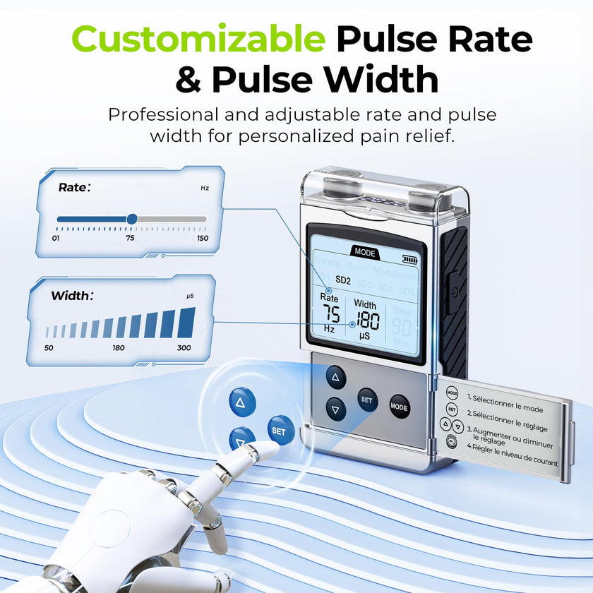AUVON Rechargeable TENS Machine EMS Muscle Stimulator, Digital TENS Unit with 8 Customizable Modes, Electronic Massager for Sciatica, Shoulder & Back Pain Relief, 12 Pads, A Carry Case 🍁 All In One Marketplace Canada