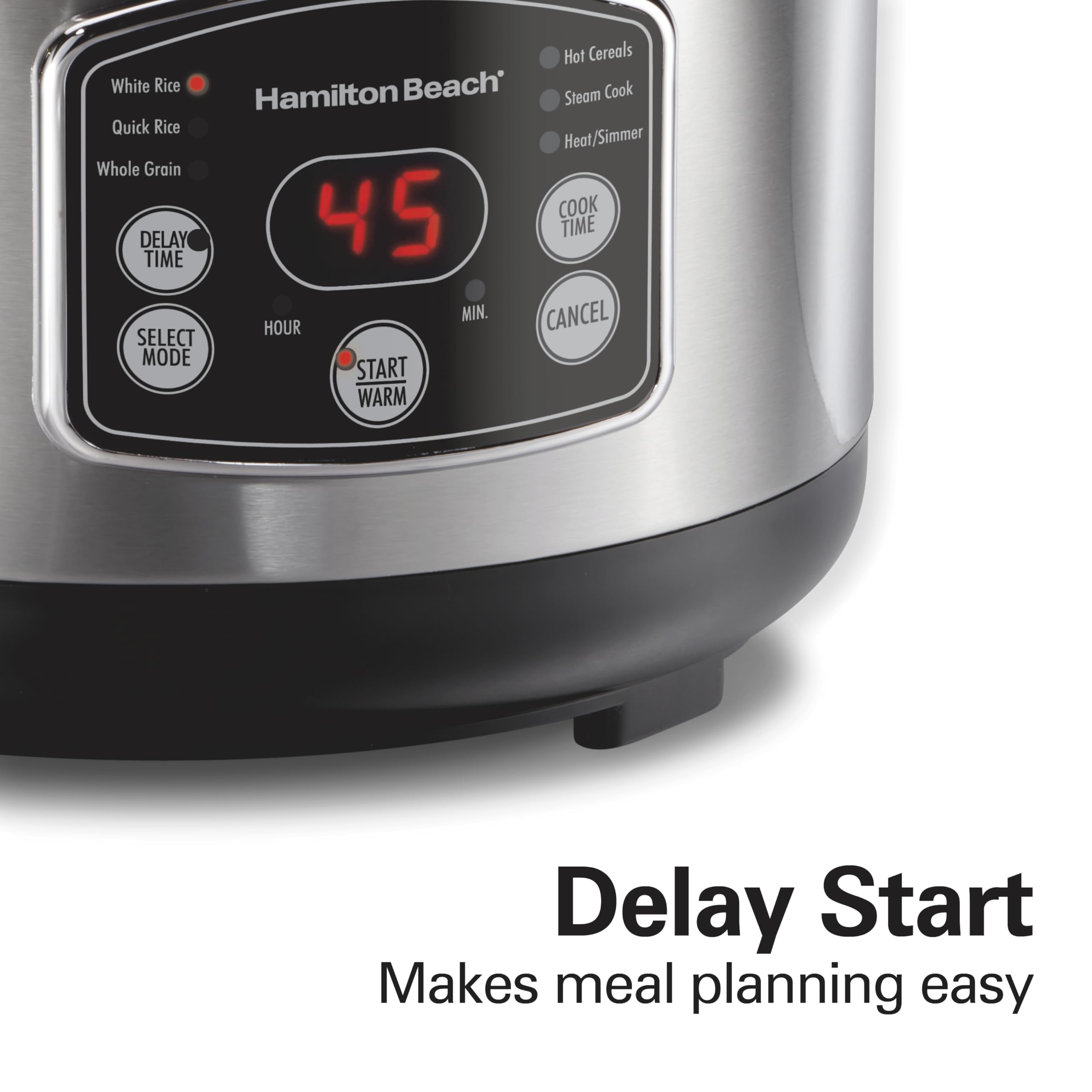 Hamilton Beach Digital Programmable Rice Cooker & Food Steamer, 14 Cups Cooked (7 Cups Uncooked), Stainless Steel, Steam & Rinse Basket, Delay Start, Model 37548MN 🍁 All In One Marketplace Canada